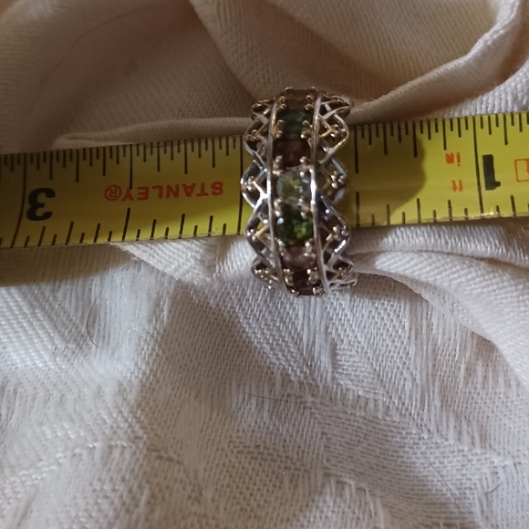 Gems en Vogue Michael Valitutti Multi Color Tourmaline Eternity Ring, SS - Picture 8 of 9